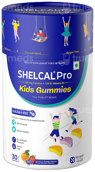 Shelcal Pro Kids Lemon & Orange Mixed Berries Flavour Sugar Free Gummies 30