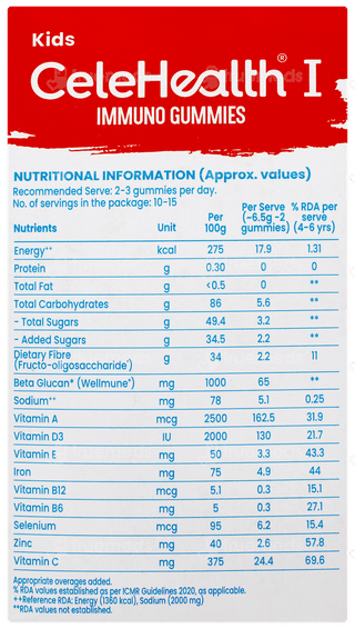Celehealth Kids Immuno Pulpy Mango Flavour Gummies 30