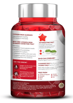 Livogen Iron | Iron Helps In Tiredness Supports Healthy Hair Veg Gummies 30