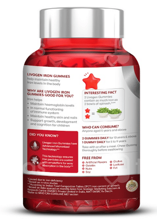 Livogen Iron | Iron Helps In Tiredness Supports Healthy Hair Veg Gummies 30