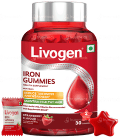 New Livogen Iron Gummies Strawberry Flavor | From India's No.1 Doctor Recommended Iron Supplement Brand | Iron Helps Reduce Tiredness And Maintain Healthy Hair | 3x Iron Absorption | 30 Veg Gummies