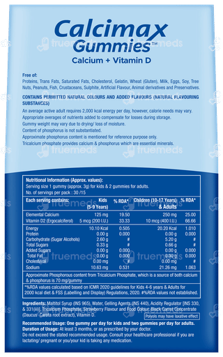 Calcimax Strawberry Flavour Sugar Free Gummies 30