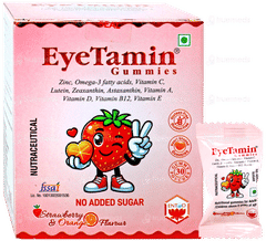 Eyetamin Strawberry & Orange Flavour No Added Sugar Gummies 30