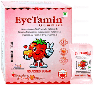 Eyetamin Strawberry & Orange Flavour No Added Sugar Gummies 30