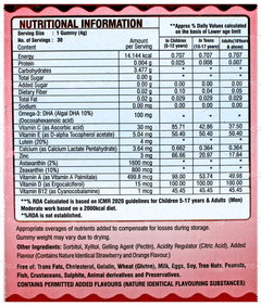 Eyetamin Strawberry & Orange Flavour No Added Sugar Gummies 30