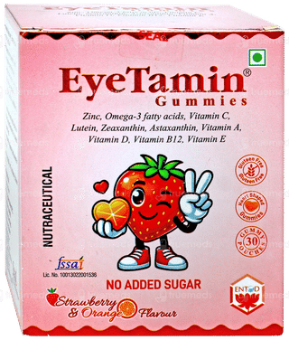 Eyetamin Strawberry & Orange Flavour No Added Sugar Gummies 30
