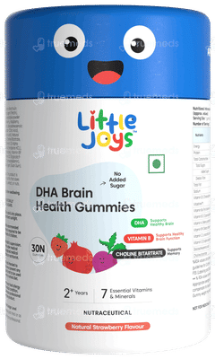 Little Joys 2+ Years Dha Brain Health Strawberry Flavour No Added Sugar Gummies 30 Little Joys 2+ Years Dha Brain Health Strawberry Flavour No Added Sugar Gummies 30