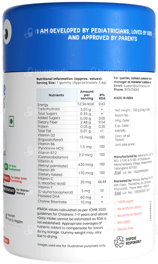 Little Joys 7+ Years Dha Brain Health Strawberry Flavour No Added Sugar Gummies 30