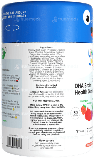 Little Joys 7+ Years Dha Brain Health Strawberry Flavour No Added Sugar Gummies 30