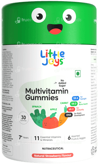 Little Joys 7+ Years Multivitamin Strawberry Flavour No Added Sugar Gummies 30