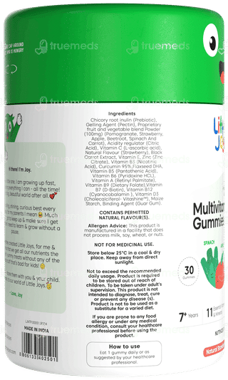 Little Joys 7+ Years Multivitamin Strawberry Flavour No Added Sugar Gummies 30