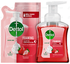 Dettol Strawberry Fragrance Foaming Handwash Pump 250ml And Refill 200ml