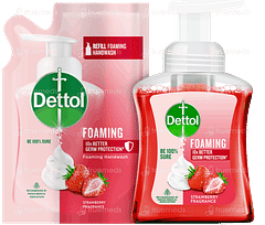 Dettol Strawberry Fragrance Foaming Handwash Pump 250ml And Refill 200ml