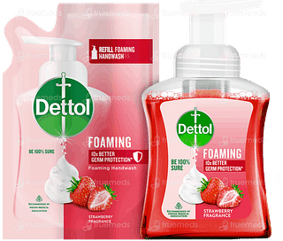 Dettol Strawberry Fragrance Foaming Handwash Pump 250ml And Refill 200ml