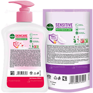Dettol Skincare Liquid Hand Wash 200ml With Sensitive Liquid Refill 175ml Free
