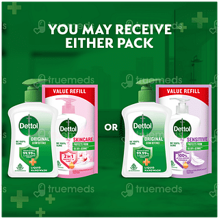 Dettol Skincare Liquid Hand Wash 200ml With Sensitive Liquid Refill 175ml Free