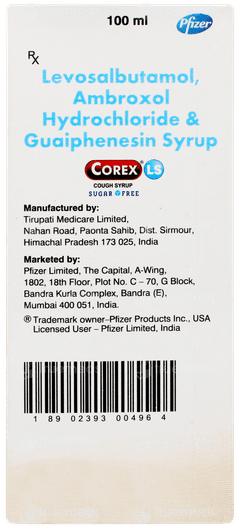 Corex Ls Sugar Free Syrup 100ml Corex Ls Sugar Free Syrup 100ml