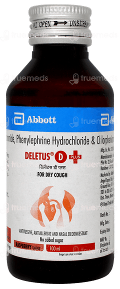 Deletus D Plus Raspberry Flavour Sugar Free Syrup 100ml