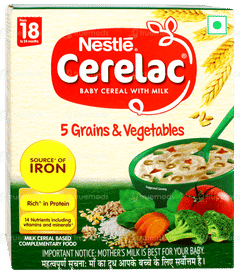 Nestle Cerelac 5 Grains & Vegetables From 18 To 24 Months Baby Cereal 300gm Nestle Cerelac 5 Grains & Vegetables From 18 To 24 Months Baby Cereal 300gm