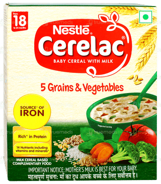 Nestle Cerelac 5 Grains & Vegetables From 18 To 24 Months Baby Cereal 300gm