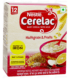 NESTLE CERELAC MULTIGRAIN & FRUITS FROM 12 TO 24 MONTHS BABY CEREAL 300GM