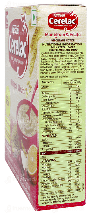 Nestle Cerelac Multigrain & Fruits From 12 To 24 Months Baby Cereal 300gm