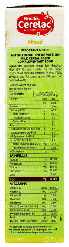 Nestle Cerelac Wheat From 6 To 24 Months Baby Cereal 300gm Nestle Cerelac Wheat From 6 To 24 Months Baby Cereal 300gm