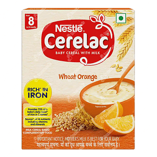 Nestle Cerelac Wheat Orange From 8 To 24 Months Baby Cereal 300gm
