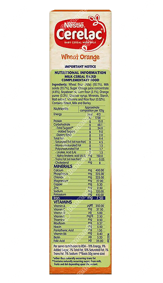Nestle Cerelac Wheat Orange From 8 To 24 Months Baby Cereal 300gm