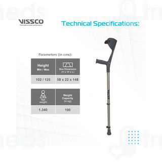 Vissco 0904ca Fixed Handle Astra Max Elbow Crutch Universal 1