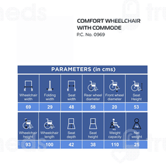 Vissco 0969 Comfort Wheelchair With Commode Universal Silver 1