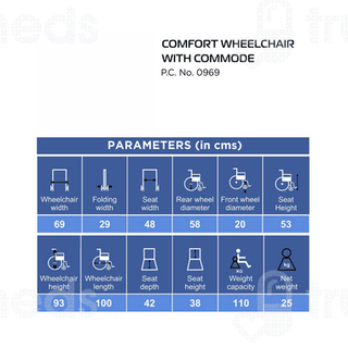 Vissco 0969 Comfort Wheelchair With Commode Universal Silver 1