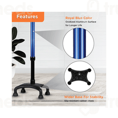 Vissco 2909 Avanti Plus T Shape Aluminum Stick With Quadripod Base Universal 1