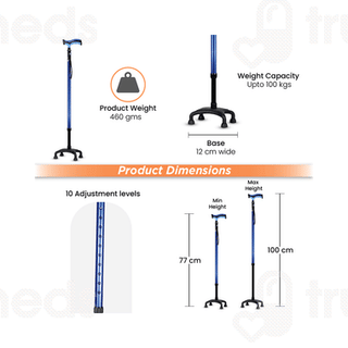 Vissco 2909 Avanti Plus T Shape Aluminum Stick With Quadripod Base Universal 1