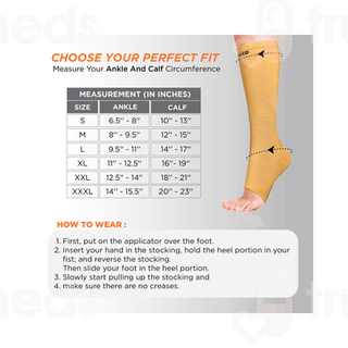 Vissco Core 0716 Medical Compression Stockings Large Below Knee Pair 1