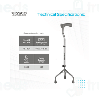 Vissco 978 Medipedic Tripod L Shape Stick Universal 1