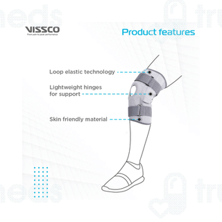 Vissco Elastic Hinged Knee Brace With Open Patella 0718 Grey Large 1