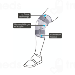 Vissco Elastic Hinged Knee Brace With Open Patella 0718 Grey Xl 1
