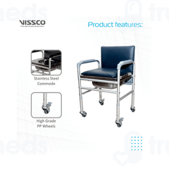 Vissco 0914 Comfort Adjustable Commode With Back Rest Universal Silver 1
