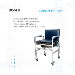 Vissco 0914 Comfort Adjustable Commode With Back Rest Universal Silver 1