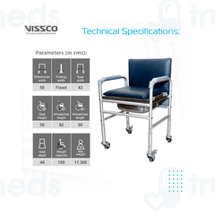 Vissco 0914 Comfort Adjustable Commode With Back Rest Universal Silver 1