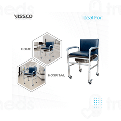 Vissco 0914 Comfort Adjustable Commode With Back Rest Universal Silver 1