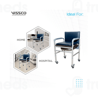 Vissco 0914 Comfort Adjustable Commode With Back Rest Universal Silver 1