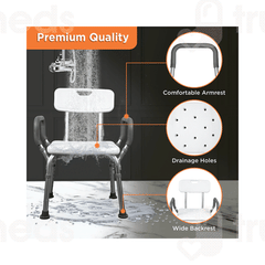 Vissco 0980 Comfort Shower Chair Universal Anodized And White 1
