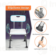 Vissco 0980 Comfort Shower Chair Universal Anodized And White 1