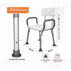 Vissco 0980 Comfort Shower Chair Universal Anodized And White 1