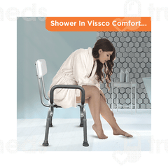 Vissco 0980 Comfort Shower Chair Universal Anodized And White 1