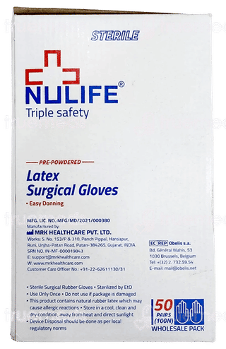 Nulife Sterile Powdered Surgical Gloves 7.0 Pack Of 50