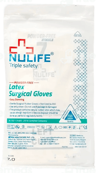 Nulife Sterile Powdered Surgical Gloves 7.0 Pack Of 50