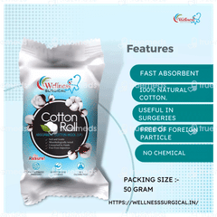 Wellness Surgical Cotton Roll 50 GM